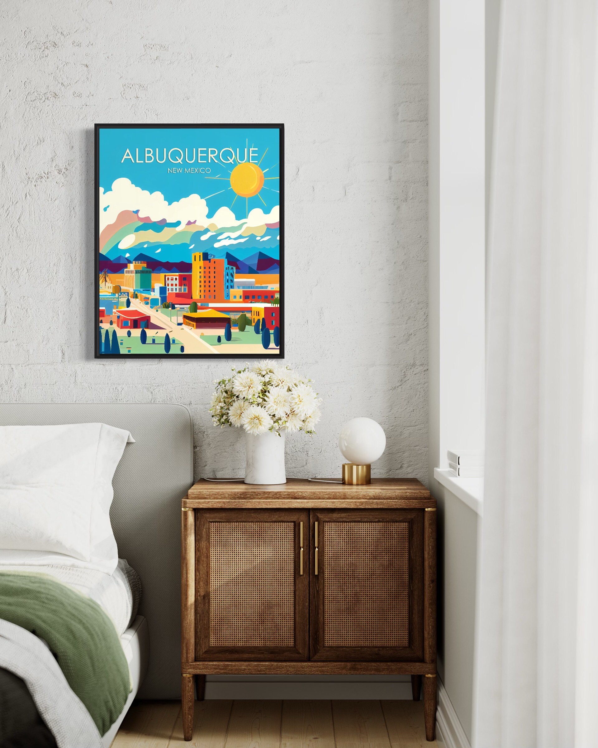 Albuquerque New Mexico Retro Art Print Albuquerque Wall Art Etsy