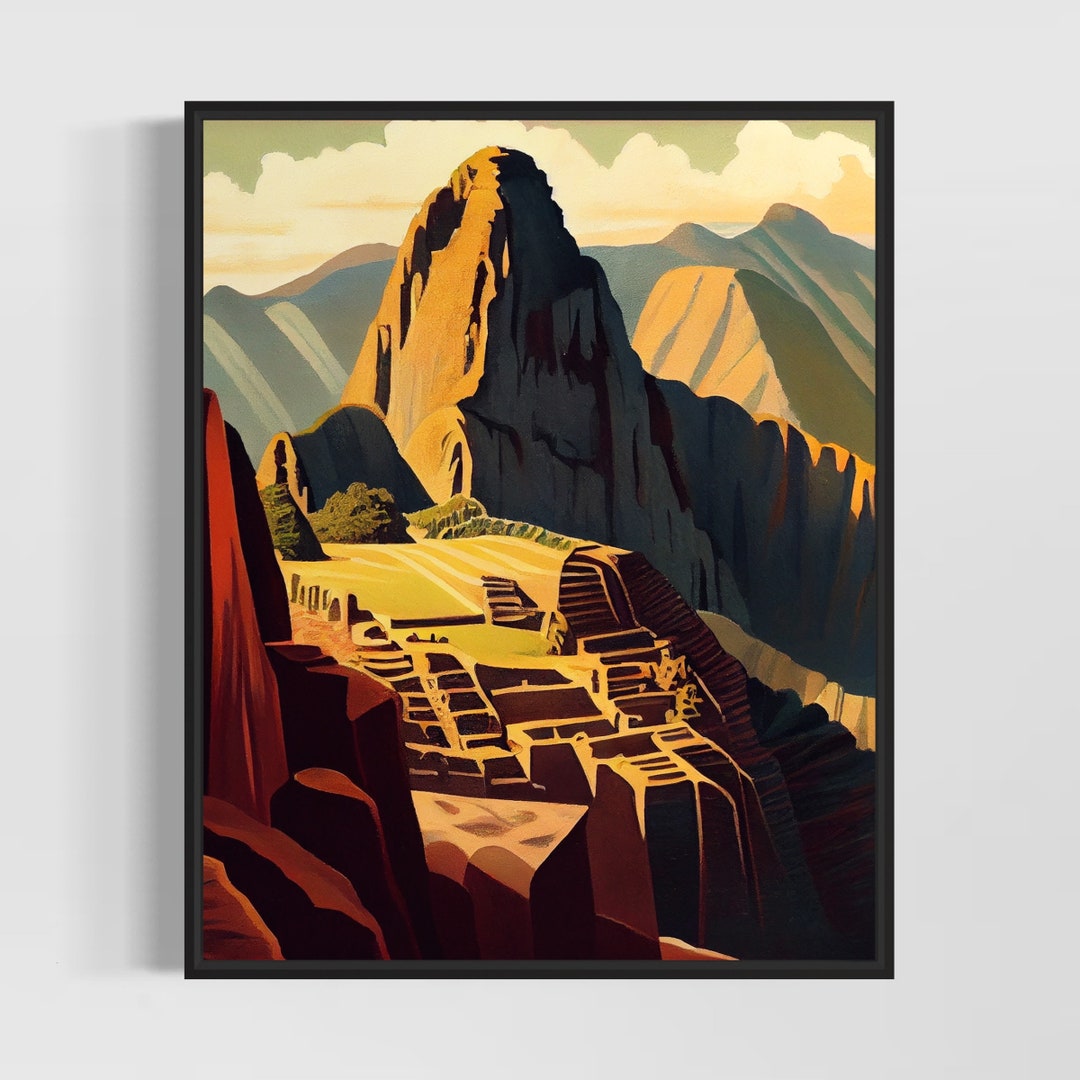 Machu Picchu Retro Art Print, Machu Picchu Illustration, Machu Picchu ...