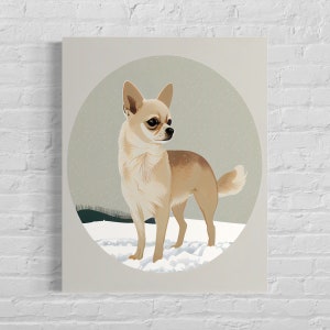 Chihuahua Retro Art Print, Chihuahua Illustration, Chihuahua Vintage Minimal Design Poster