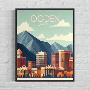 Ogden Utah Retro Kunstdruck, Ogden Wand Kunst Illustration, Ogden Vintage Minimal Design Poster