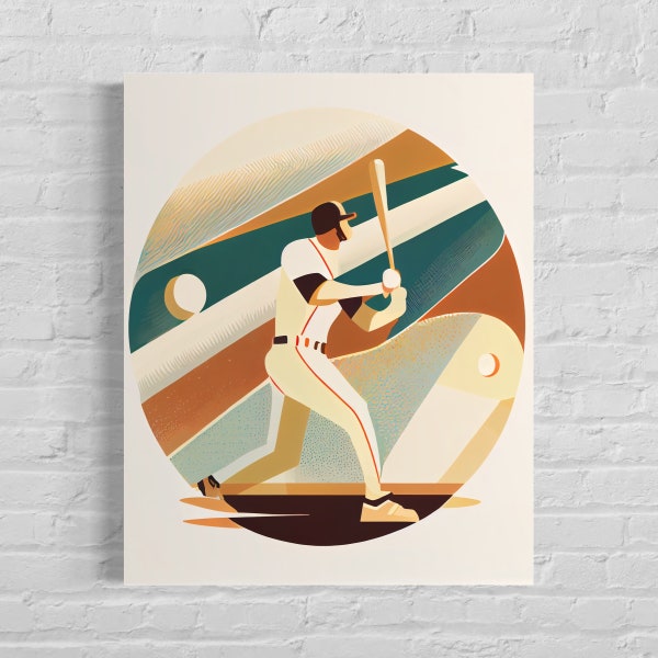Baseball Retro Kunstdruck, Baseball Illustration, Baseball Vintage Minimal Design Poster