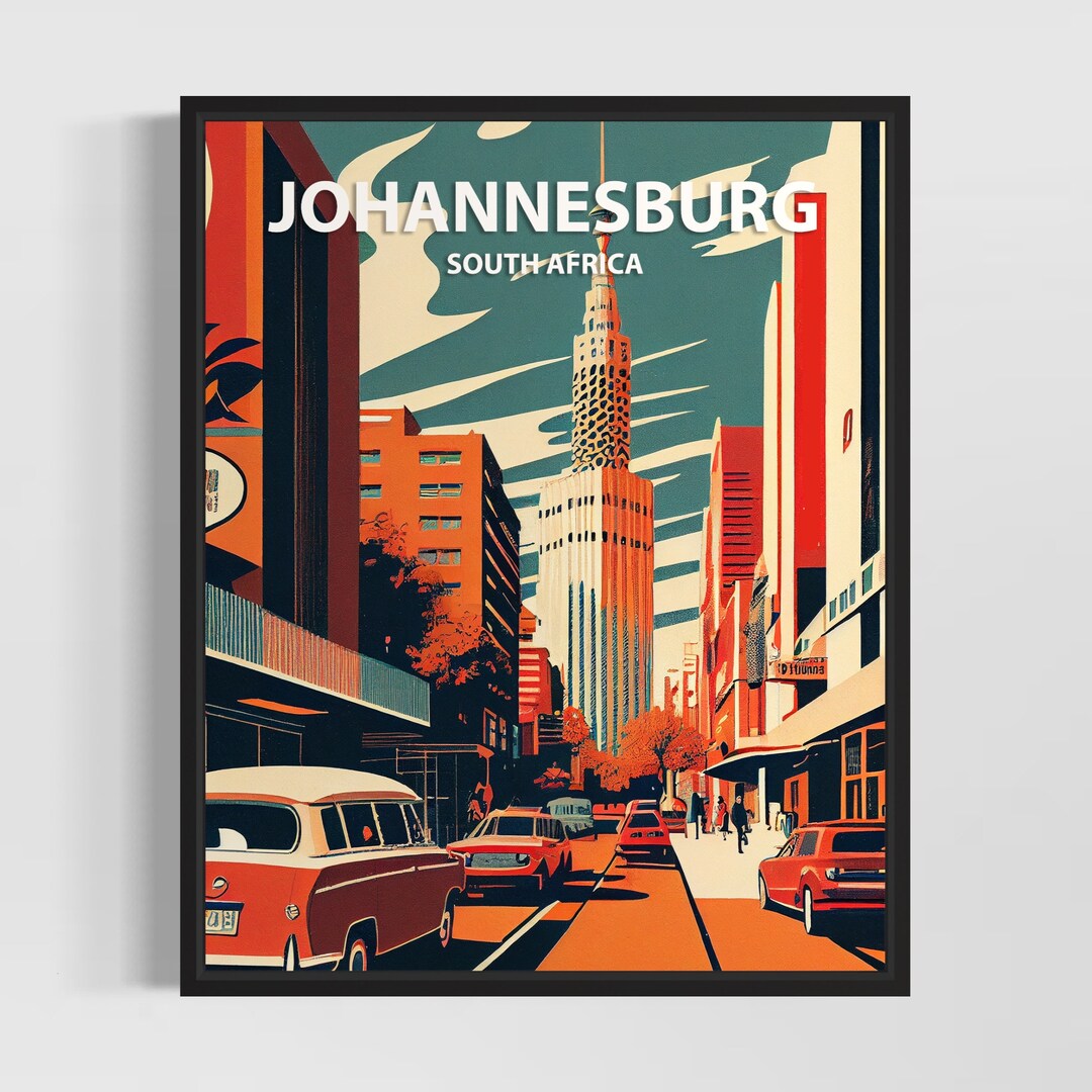Johannesburg Retro Art Print, Johannesburg Wall Art Illustration
