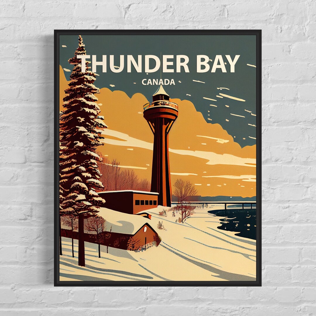 Thunder Bay Canada Retro Art Print, Thunder Bay Wall Art Illustration