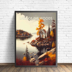 Waldsee Retro Art Print, Waldsee Wand Kunst Illustration, Waldsee Vintage 1960er Jahre Design Poster Artwork