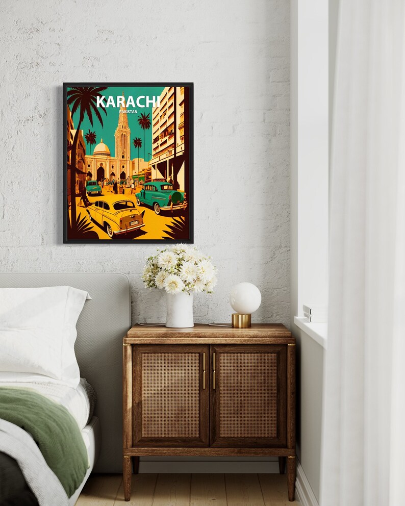 Karachi Pakistanretro Art Print Karachi Wall Art Etsy