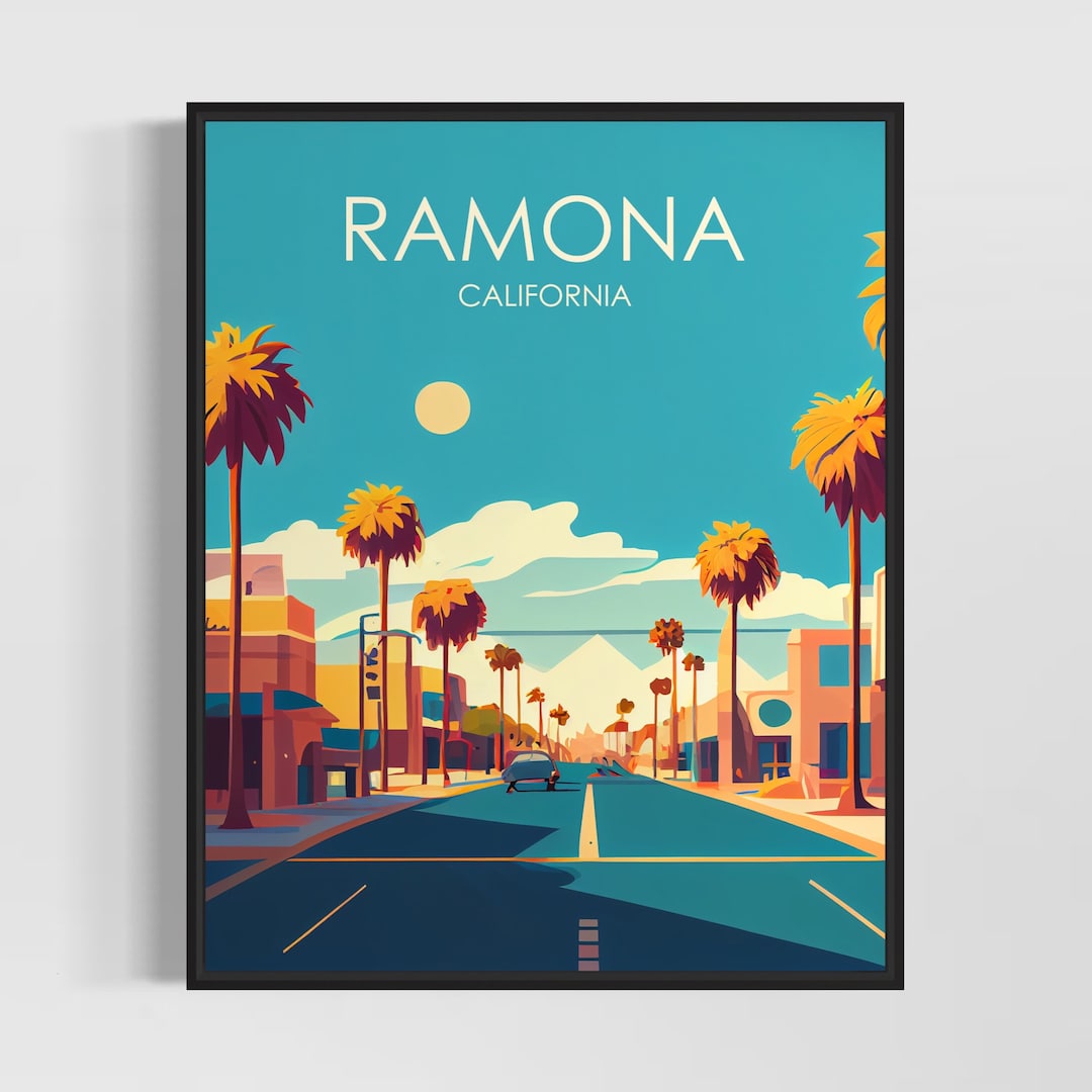 Ramona California Retro Art Print, Ramona Art Illustration ,ramona