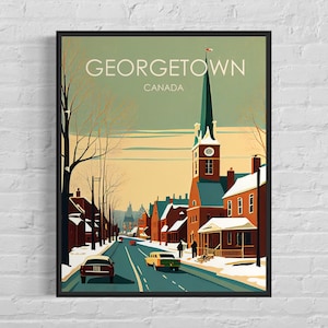 Georgetown Kanada Retro Kunstdruck, Georgetown Wand Kunst Illustration, Georgetown Vintage Minimal Design Poster
