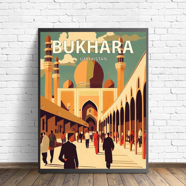 Bukhara Uzbekistan Retro Art Print, Bukhara Art Illustration, Bukhara Minimal Design Poster