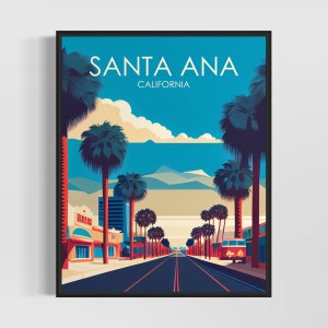 Santa Ana California Retro Art Print, Santa Ana Art Illustration, Santa Ana Vintage Minimal Design Poster