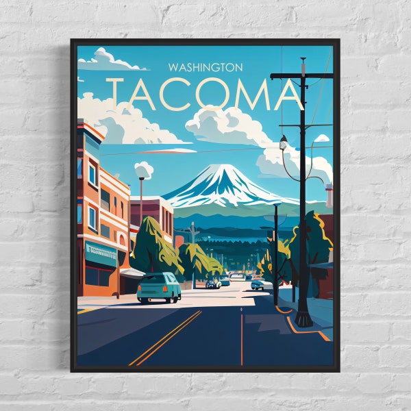 Tacoma Washington Retro Art Print, Tacoma Wall Art Illustration, Tacoma Vintage Minimal Design Poster