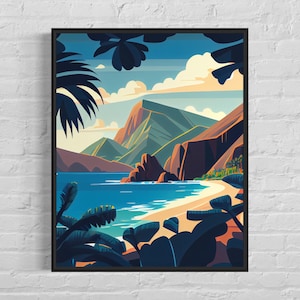 Hawaii Retro Art Print, Hawaii Art Illustration, Hawaii Vintage Minimal Design Poster