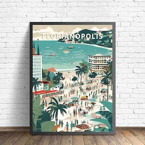 Florianópolis Brasil Retro Art Print, Pasadena Art Illustration, Pasadena Vintage Minimal Design Poster