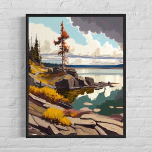 Lake Minnesota Retro Kunstdruck, Lake Minnesota Wand Kunst Illustration, Lake Minnesota Vintage 1960er Jahre Design Poster Artwork