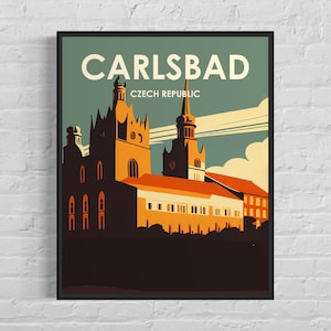 Carlsbad Czech Republic Retro Art Print, Carlsbad Czech Republic Wall Art Illustration, Carlsbad Vintage Minimal Design Poster