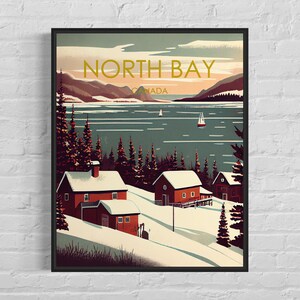 North Bay Kanada Retro Kunstdruck, North Bay Wand Kunst Illustration, North Bay Vintage Minimal Design Poster