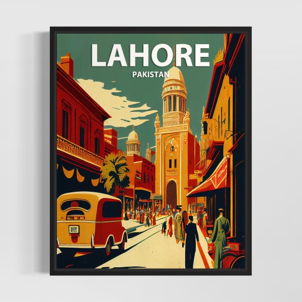 Lahore Pakistan Retro Art Print, Lahore Wall Art Illustration, Lahore Vintage Minimal Design Poster