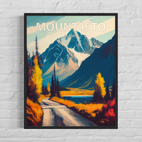 Mount Isto Alaska Art Print, Mount Isto Wall Art Painting, Mount Isto Vintage Minimal Design Poster