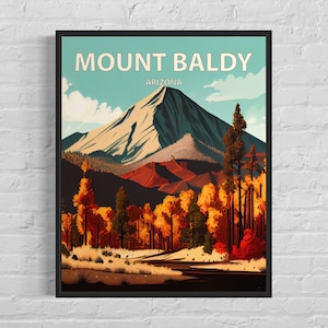Mount Baldy Arizona Retro Art Print, Mount Baldy Wall Art Painting, Mount Baldy Vintage Minimal Design Poster