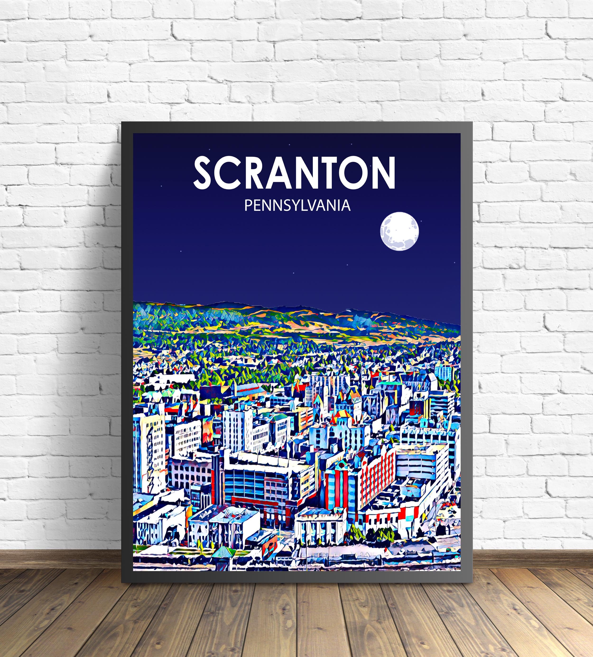 Scranton PA Art Poster Pennsylvania Sunset Landscape Poster photo