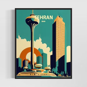 Tehran Iran Retro Art Print, Tehran Wall Art Illustration, Tehran Vintage Minimal Design Poster