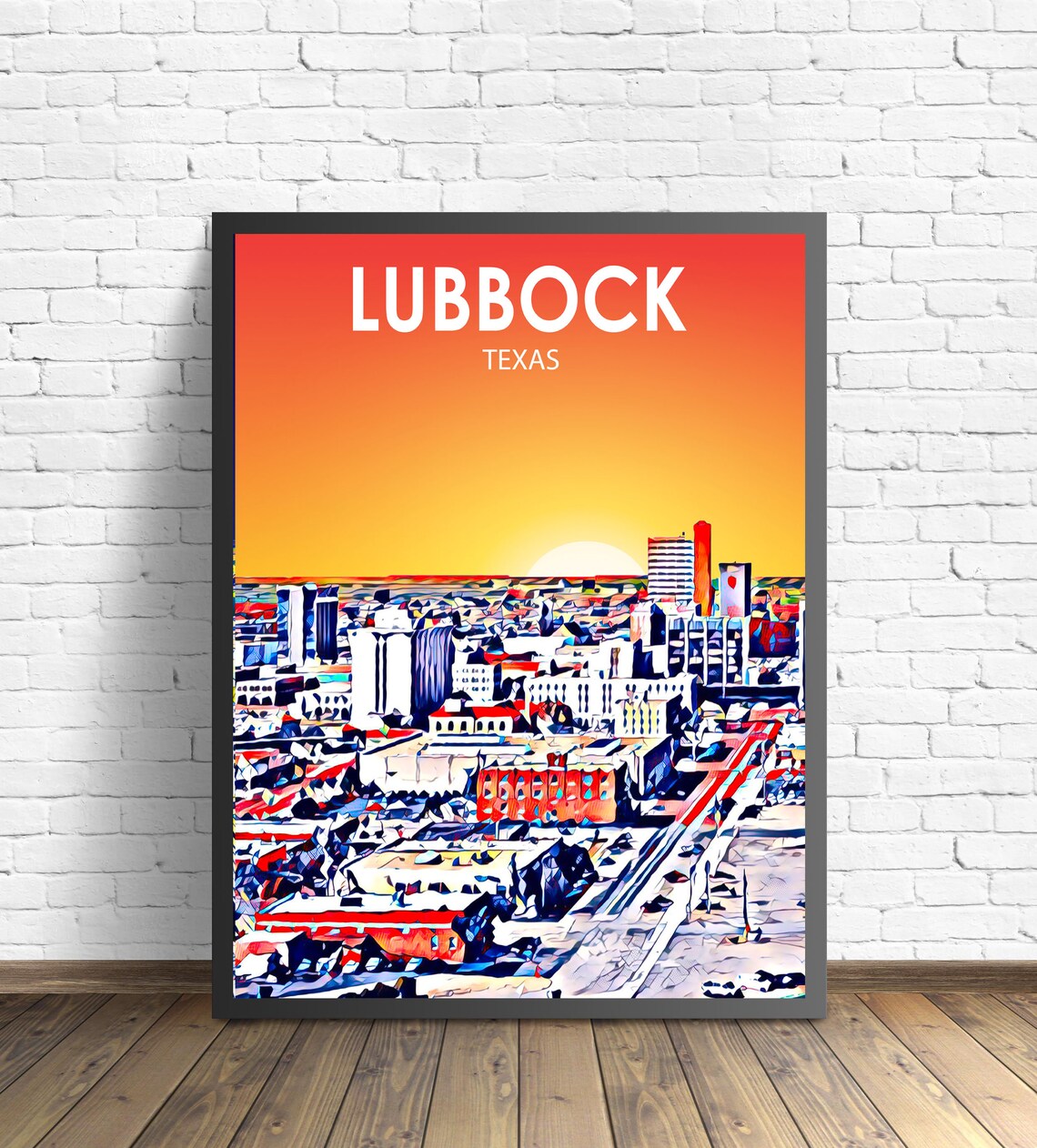 Lubbock Tx Art Poster Sunset Landscape Poster Print Lubbock Etsy