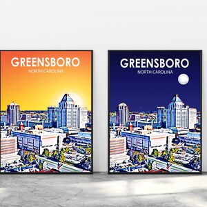 Greensboro NC Art Poster, North Carolina Sunset Landscape Poster, Greensboro Print, Greensboro Wall Art, Greensboro Photo Decor Painting