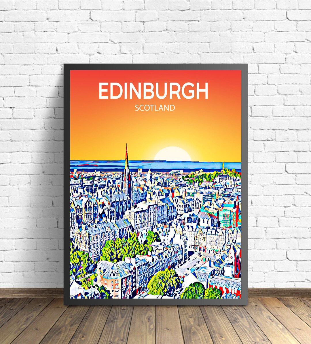 Edinburgh Scotland Art Poster Sunset / Night Poster Art Print ...