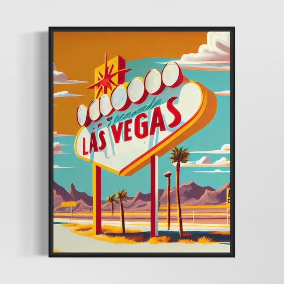 アート・デザイン・音楽  WATSON Search : Las Vegas Nevada Las Vegas Sign 1960's Retro Art Print, Las Vegas Sign