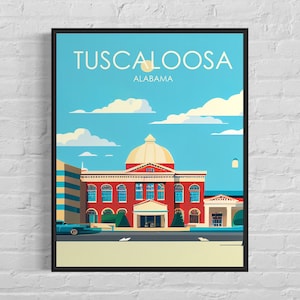 Tuscaloosa Alabama Retro Kunst Druck, Tuscaloosa Wand Kunst Illustration, Tuscaloosa Vintage Minimal Design Poster