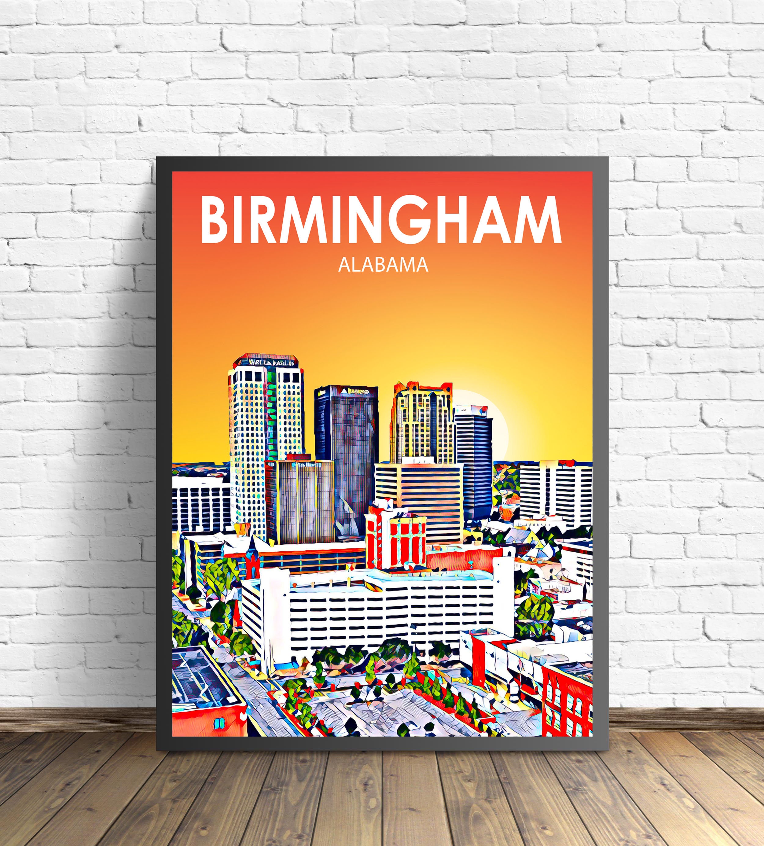 Birmingham Alabama Art Poster Sunset / Night Landscape Poster