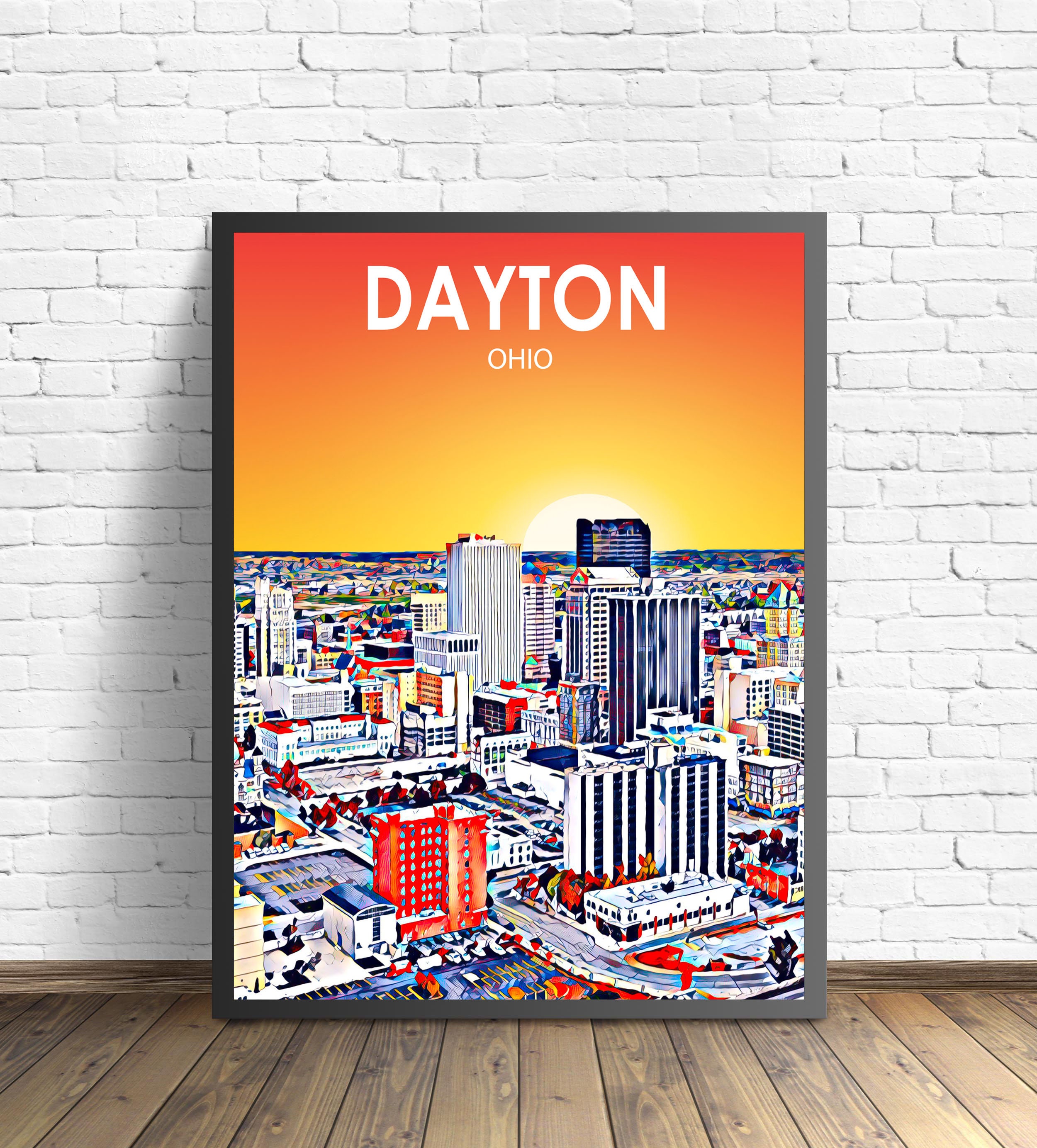 Dayton Ohio Art Poster Sunset Landscape Poster Print Dayton
