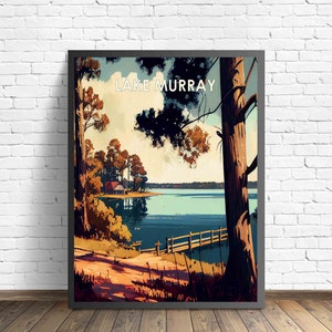 Lake Murray South Carolina Retro Kunstdruck, Lake Murray South Carolina Wand Kunst Illustration, Vintage 1960's Design Poster Artwork