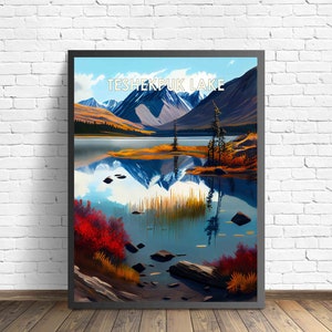 Teshekpuk Lake Alaska Retro Kunstdruck, Teshekpuk Lake Alaska Wand Kunst Illustration, Vintage 1960's Design Poster Artwork