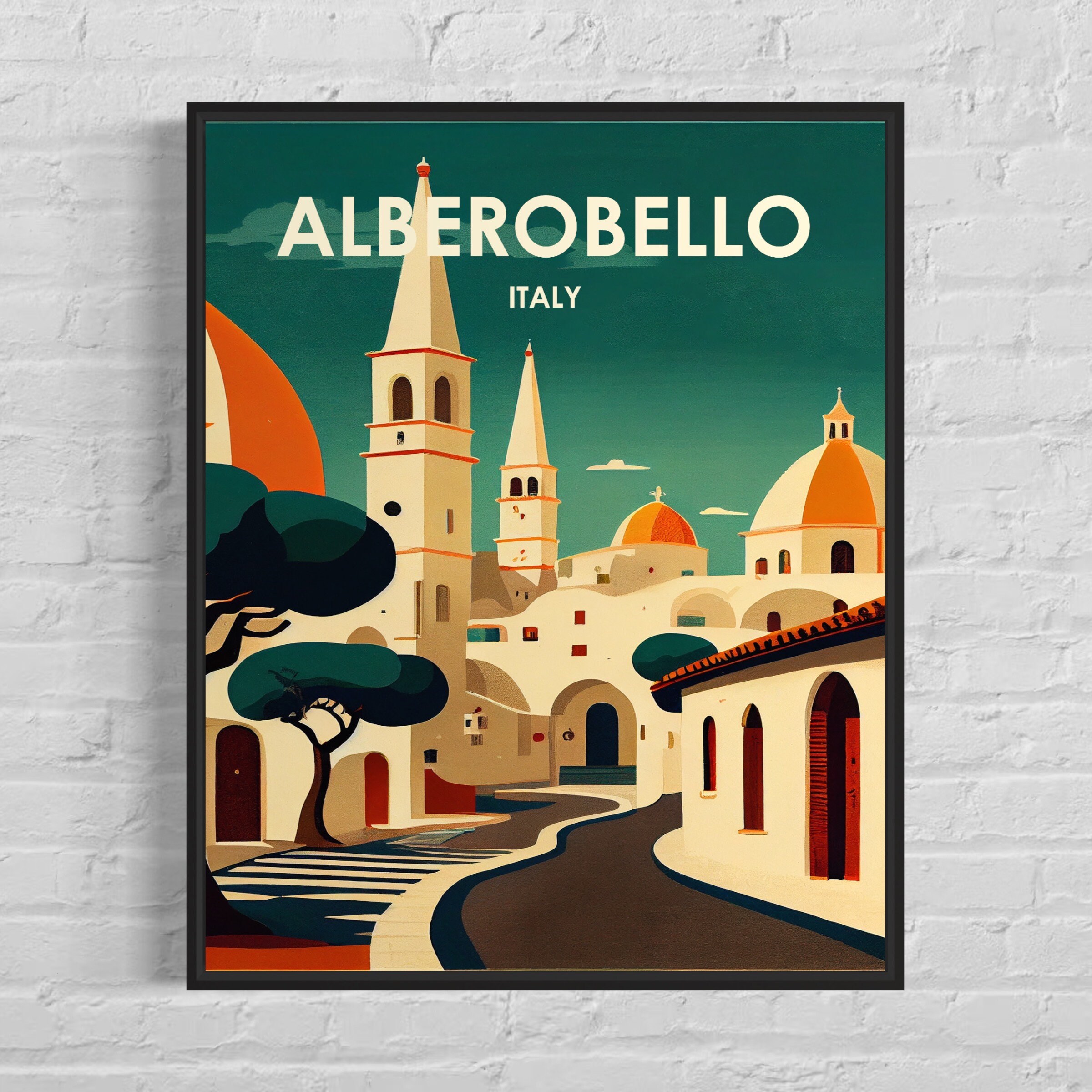 Alberobello Italy Retro Art Print, Alberobello Italy Wall 