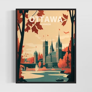 Ottawa Canada Retro Art Print, Ottawa Wall Art Illustration, Ottawa Vintage Minimal Design Poster