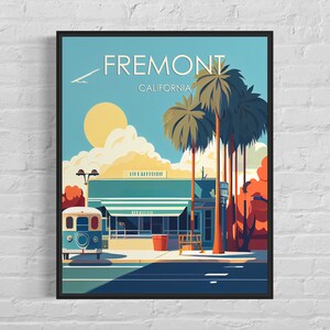 Fremont California Retro Art Print, Fremont Wall Art Illustration, Fremont Vintage Minimal Design Poster