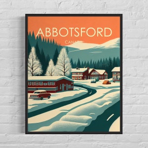 Abbotsford Canada Retro Art Print, Abbotsford Wall Art Illustration, Abbotsford Vintage Minimal Design Poster