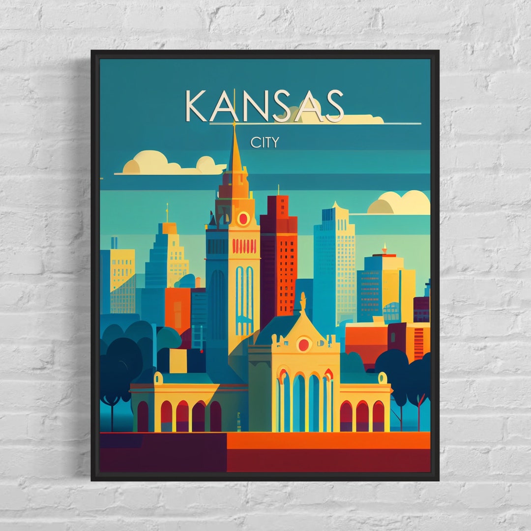 Kansas City Retro Art Print Kansas City Wall Art Etsy