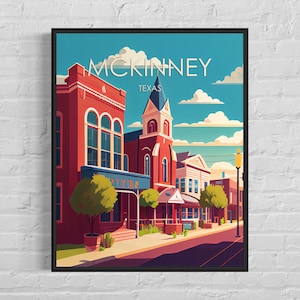 Mckinney Texas Retro Art Print, Mckinney Wall Art Illustration, Mckinney Vintage Minimal Design Poster