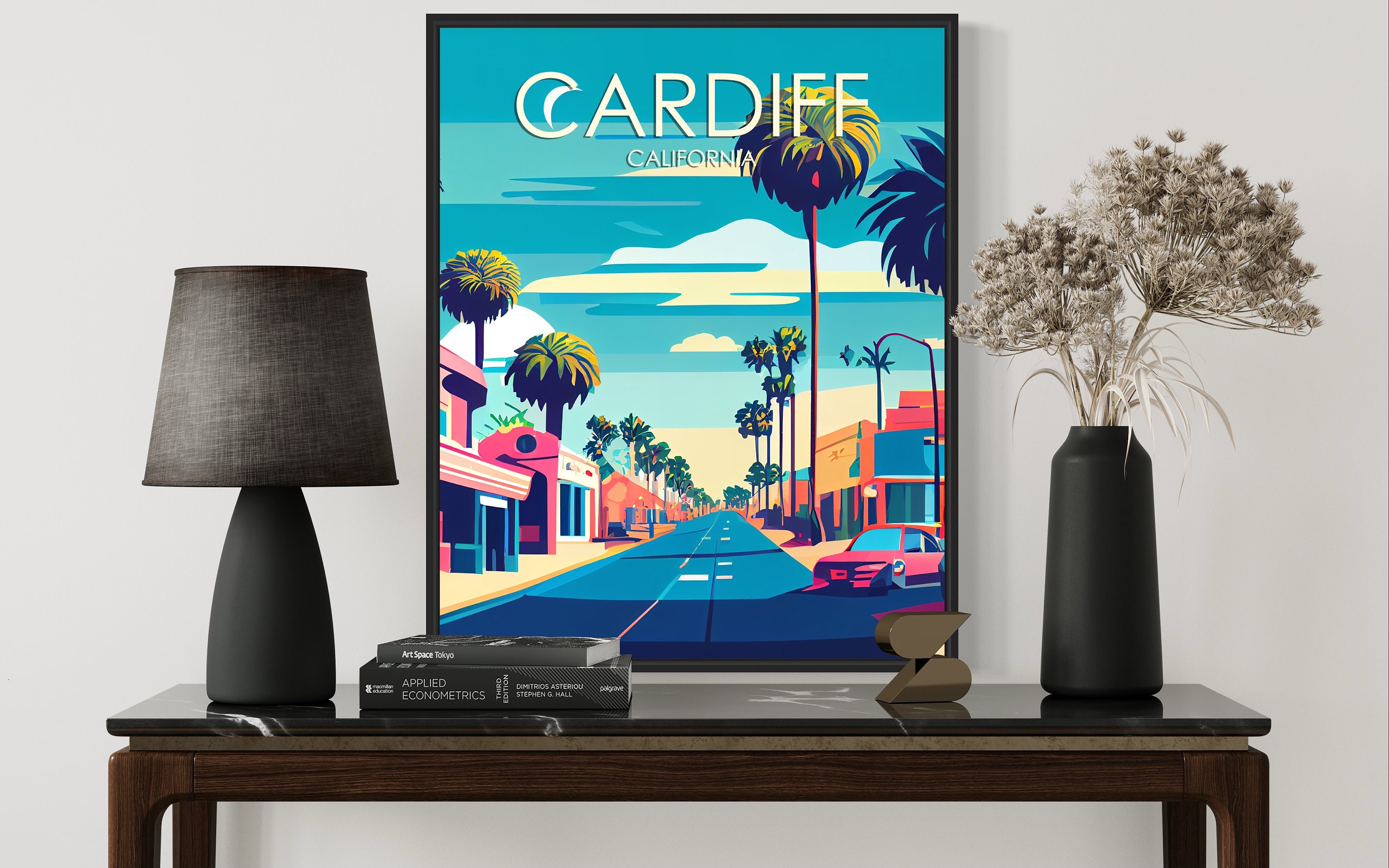 Cardiff California Retro Art Print Cardiff Art Illustration - Etsy