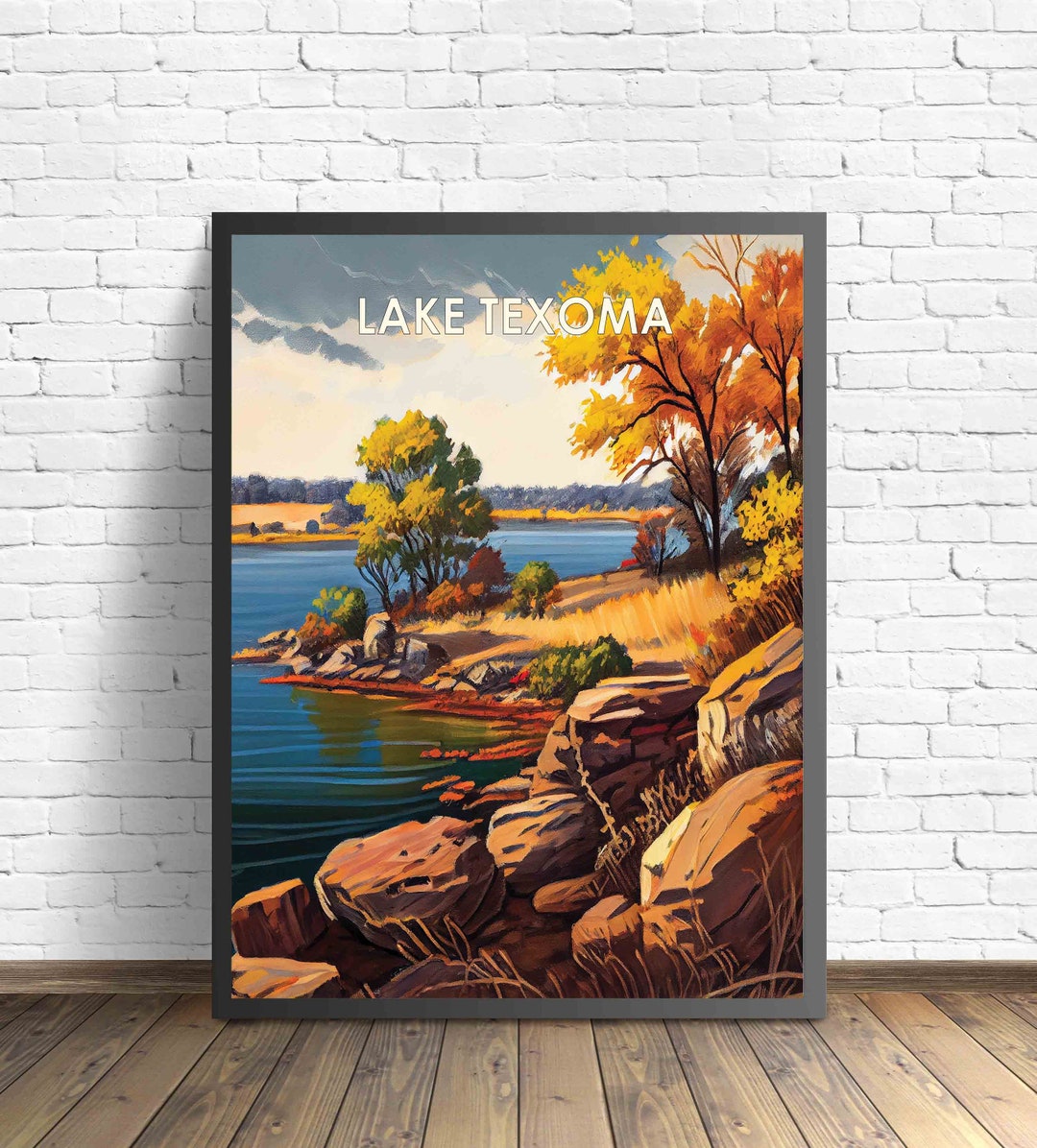 Lake Texoma Oklahoma Retro Art Print, Lake Texoma Oklahoma Wall Art