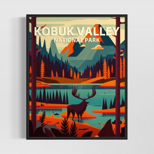 Kobuk Valley Retro Art Print, Kobuk Valley Illustration, Kobuk Valley Vintage Minimal Design Poster