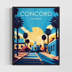 Concord California Retro Art Print, Concord Ca Art Illustration, Concord Ca Vintage Minimal Design Poster