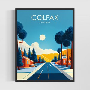 Colfax Kalifornien Retro Kunstdruck, Colfax Kunst Illustration, Colfax Vintage Minimal Design Poster