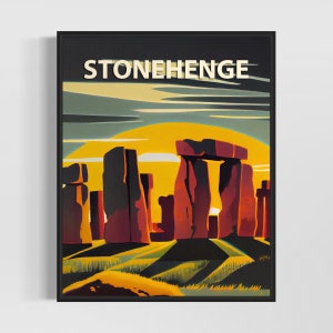 Stonehenge Retro Art Print, Stonehenge Illustration, Stonehenge Vintage Minimal Design Poster