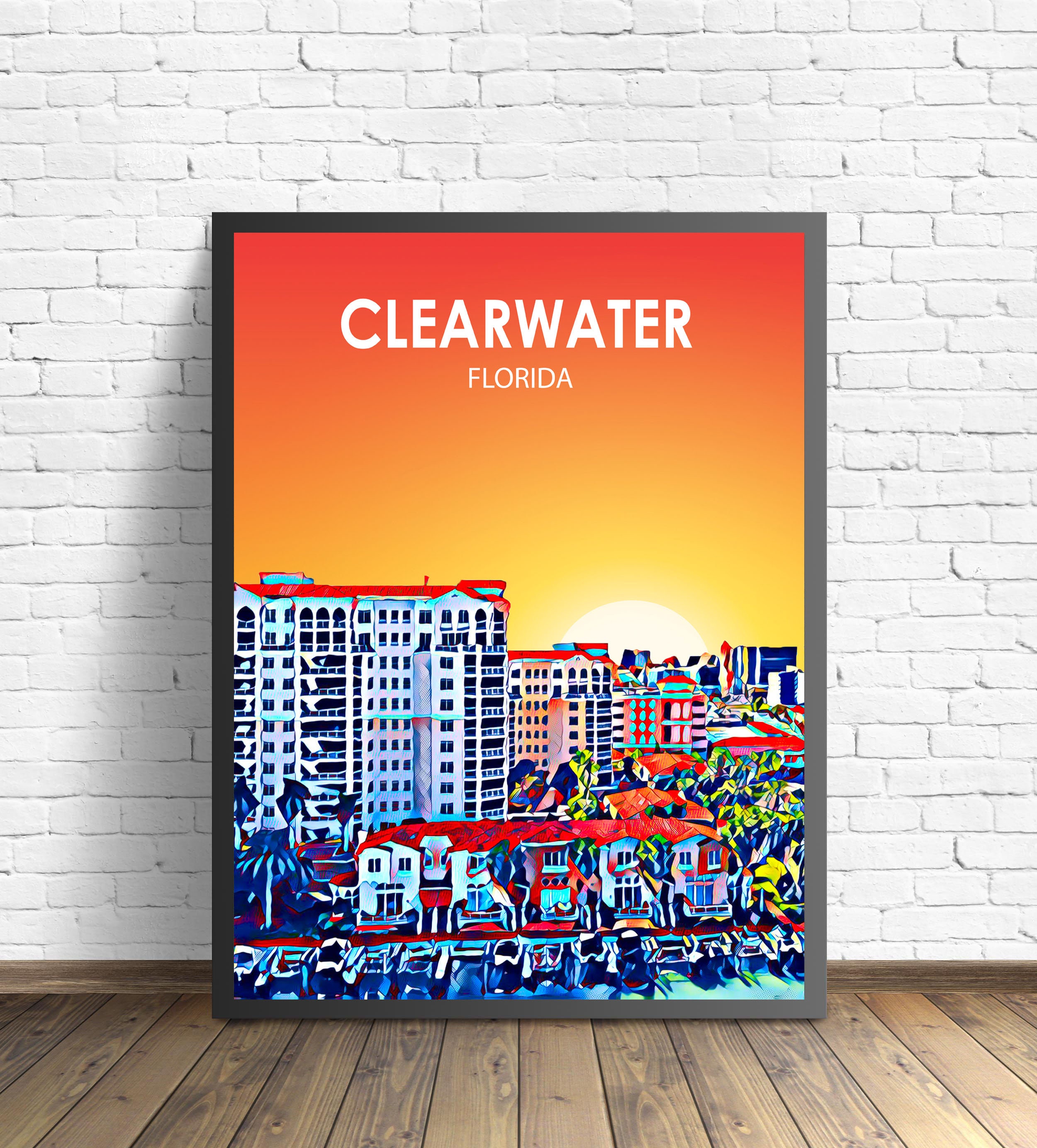 Clearwater Florida Art Poster Sunset / Night Landscape Poster