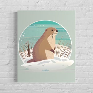 Groundhog Retro Art Print, Groundhog Illustration, Groundhog Vintage Minimal Design Poster