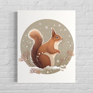 Eichhörnchen Retro Art Print, Eichhörnchen Illustration, Eichhörnchen Vintage Minimal Design Poster