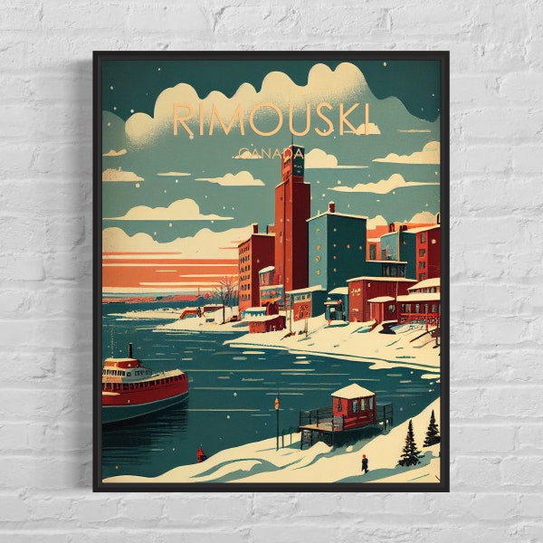 Rimouski Canada Retro Art Print, Rimouski Wall Art Illustration, Rimouski Vintage Minimal Design Poster