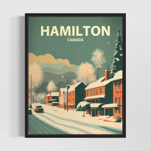 Hamilton Canada Retro Art Print, Hamilton Wall Art Illustration, Hamilton Vintage Minimal Design Poster